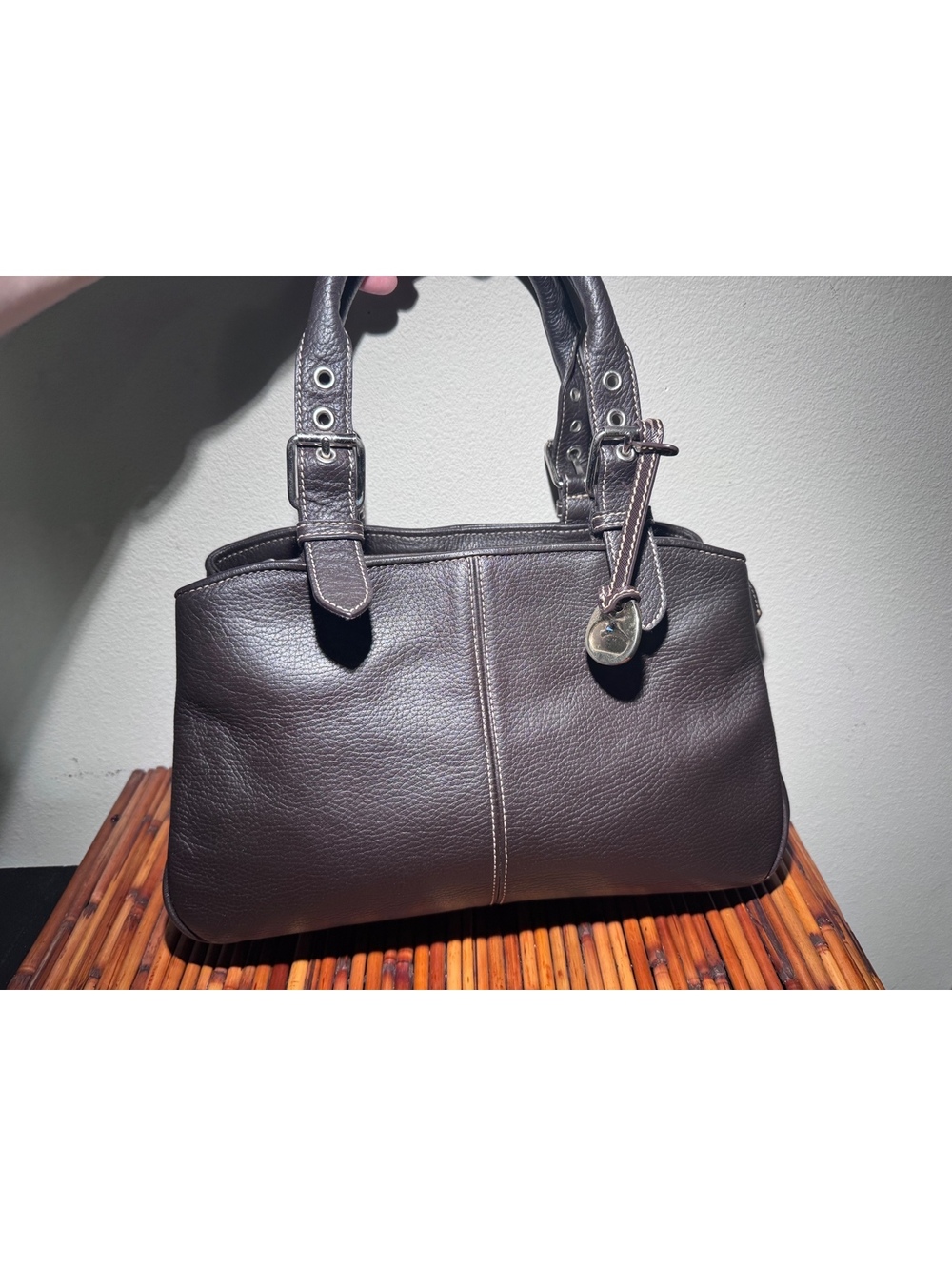 Dooney & Bourke All Weather Leather II Brown Pebbled Leather Medium Satchel AWL